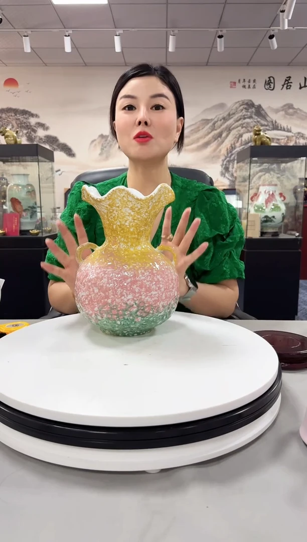 陶瓷景德镇双耳石榴瓶