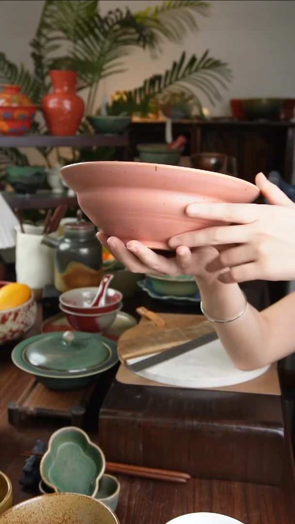 碗景德镇手工高温餐具樱花粉草帽