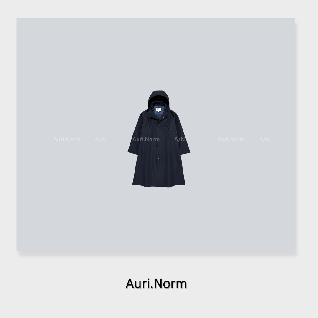 Auri.Norm“女主风衣”藏青色防水长款风衣小众设计师特别款