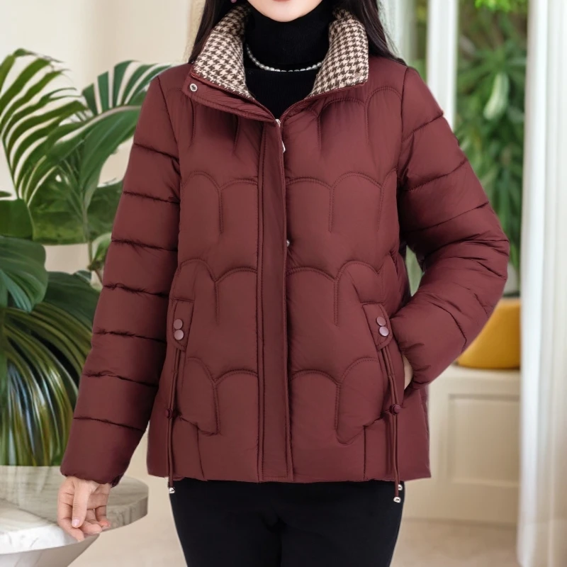 新款秋冬妈妈装立领棉服女短款保暖大码外套时尚中年加厚小棉袄