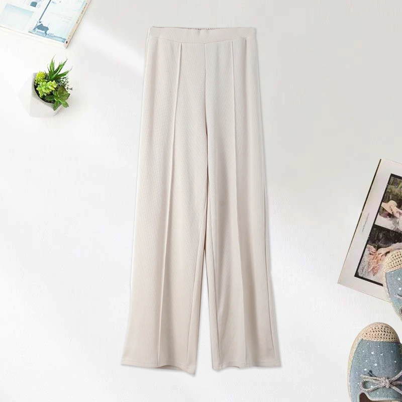 春季新女士针织条纹直筒裤气质休闲裤气质长裤00974显瘦舒适外裤