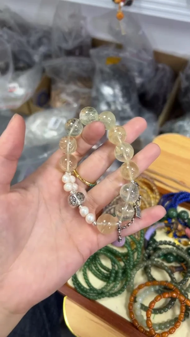 【闪购商品】水晶手链银S925镶嵌黄水晶银配件设计款手串[0874]