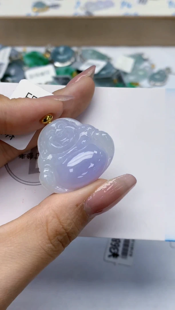 颈饰18K金镶嵌翡翠天然缅甸a货翡翠百元以上9元证书费自理