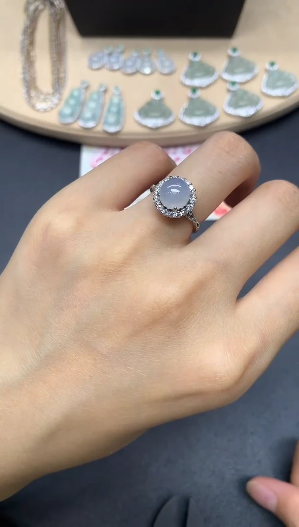 翡翠戒指银S925镶嵌蛋面【无服务费】