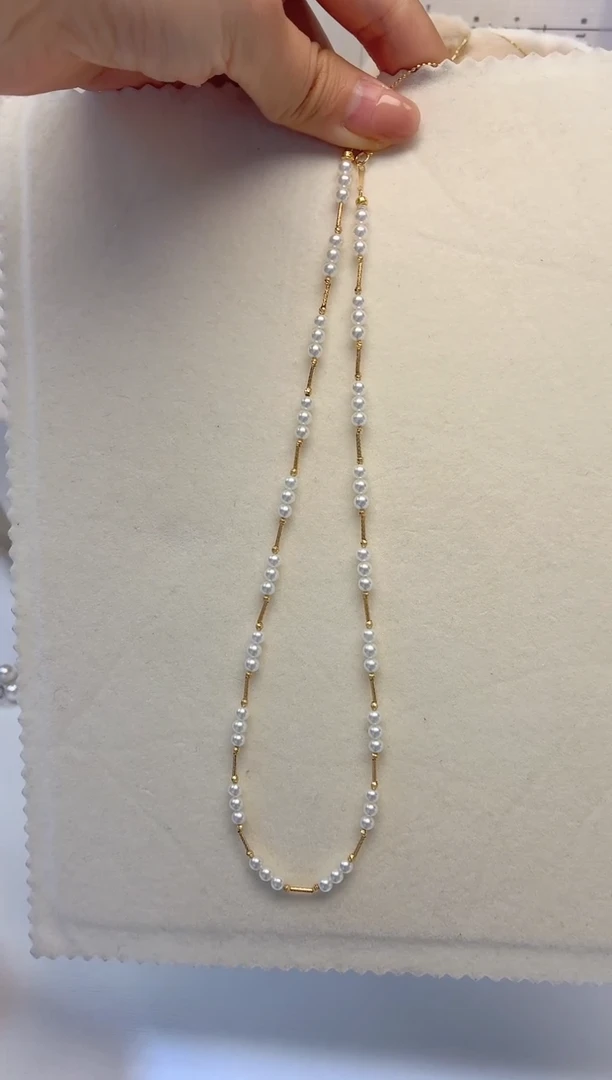 项链18K金镶嵌海水珍珠3.5-4桂花酒酿