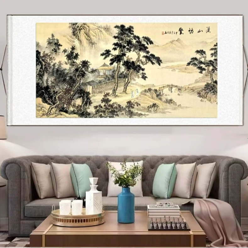 小六尺卷轴山水溪山仿贤