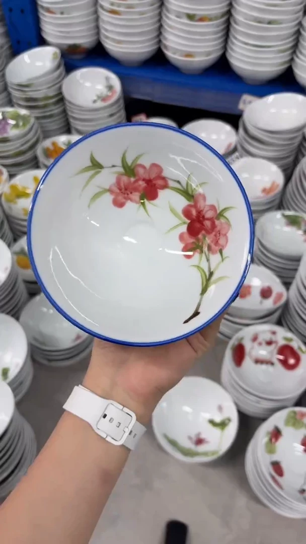 瓷片景德镇高温陶瓷食品级手绘釉中彩-斗笠碗