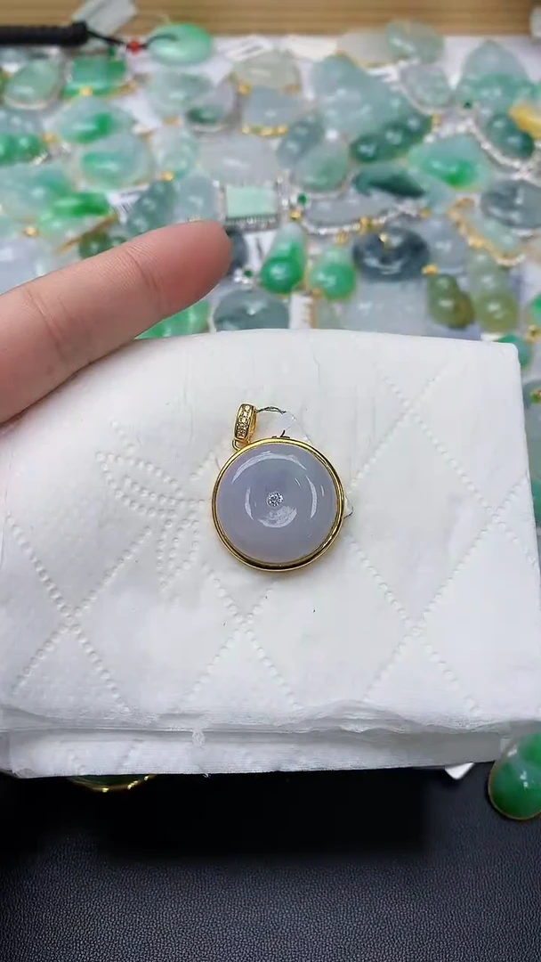 颈饰银S925镀金镶嵌翡翠天然缅甸A货百元以上9元证书费自理