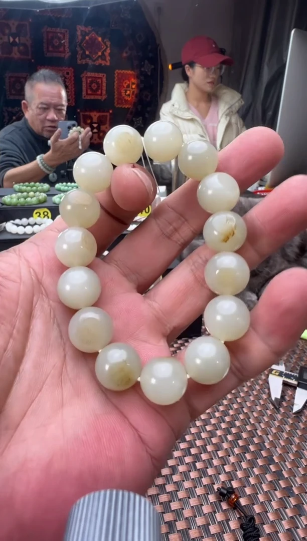 未镶嵌手串和田玉子料青白玉卡14手串
