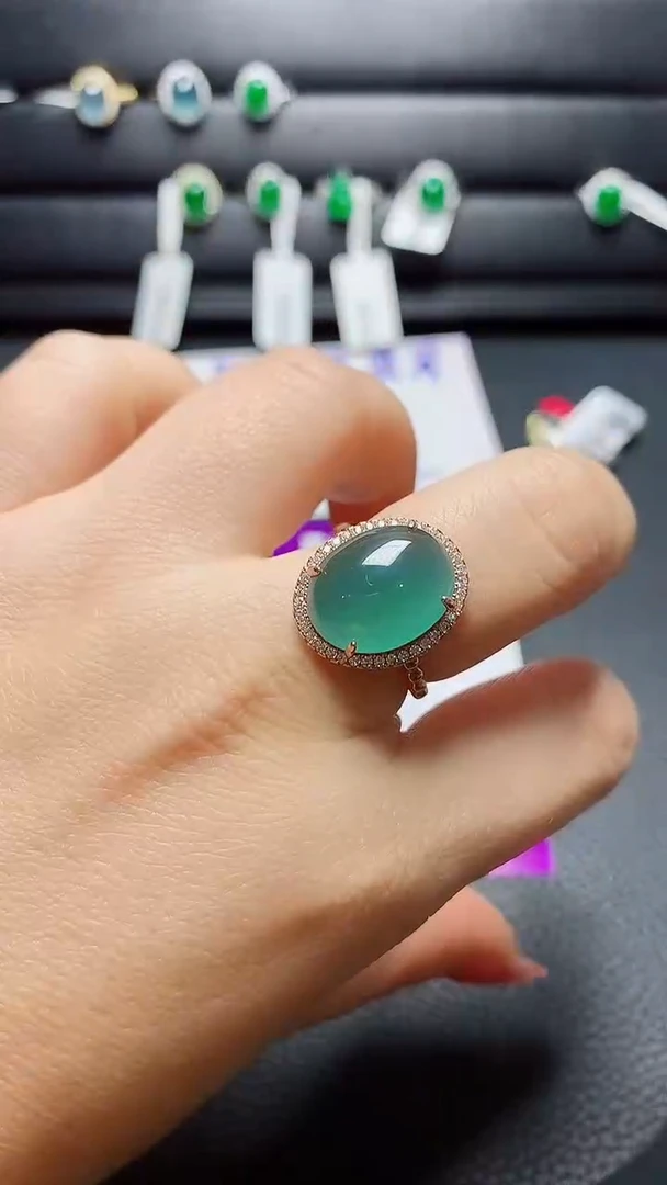 银S925镶嵌戒指翡翠天然翡翠A货s925银镶