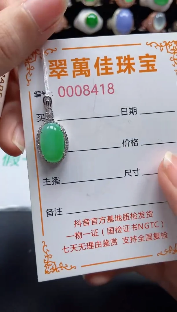颈饰银S925镶嵌翡翠8418