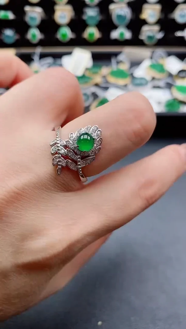 银S925镶嵌戒指翡翠1