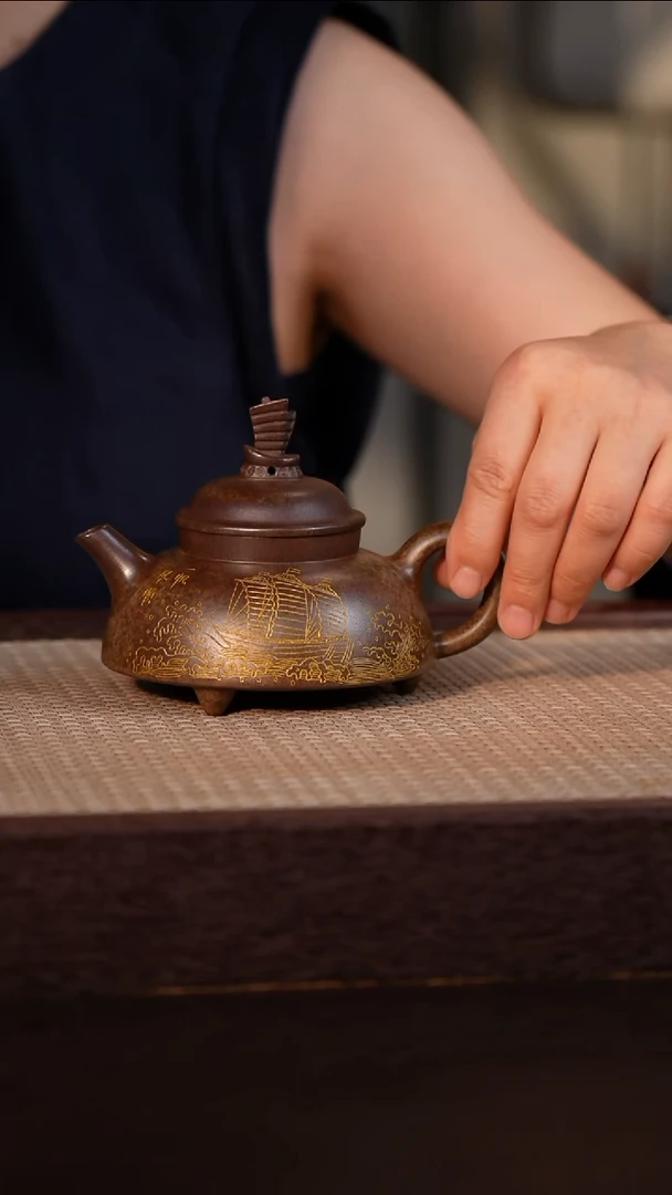 茶壶紫砂虎皮金砂柴烧 220cc