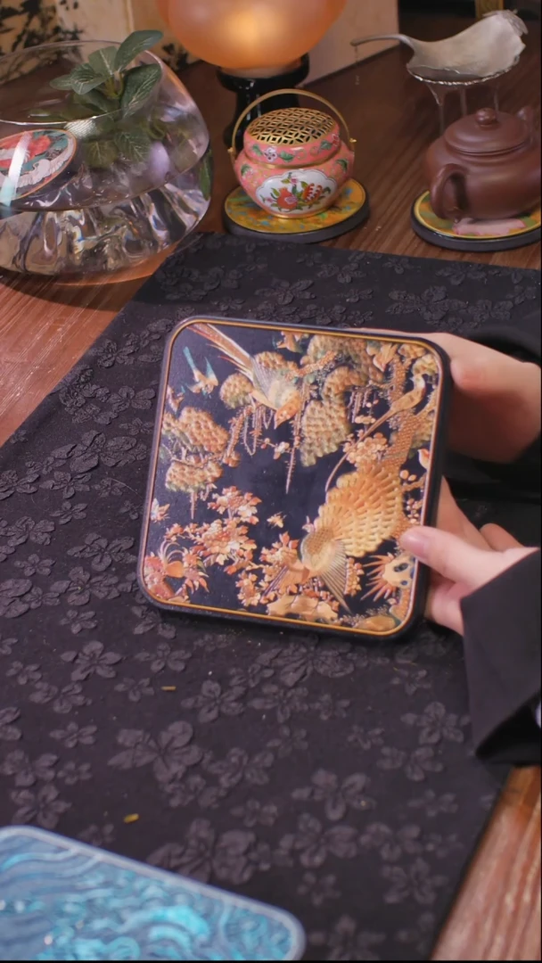 壹藏贰宝百鸟朝凤图案大垫子一片