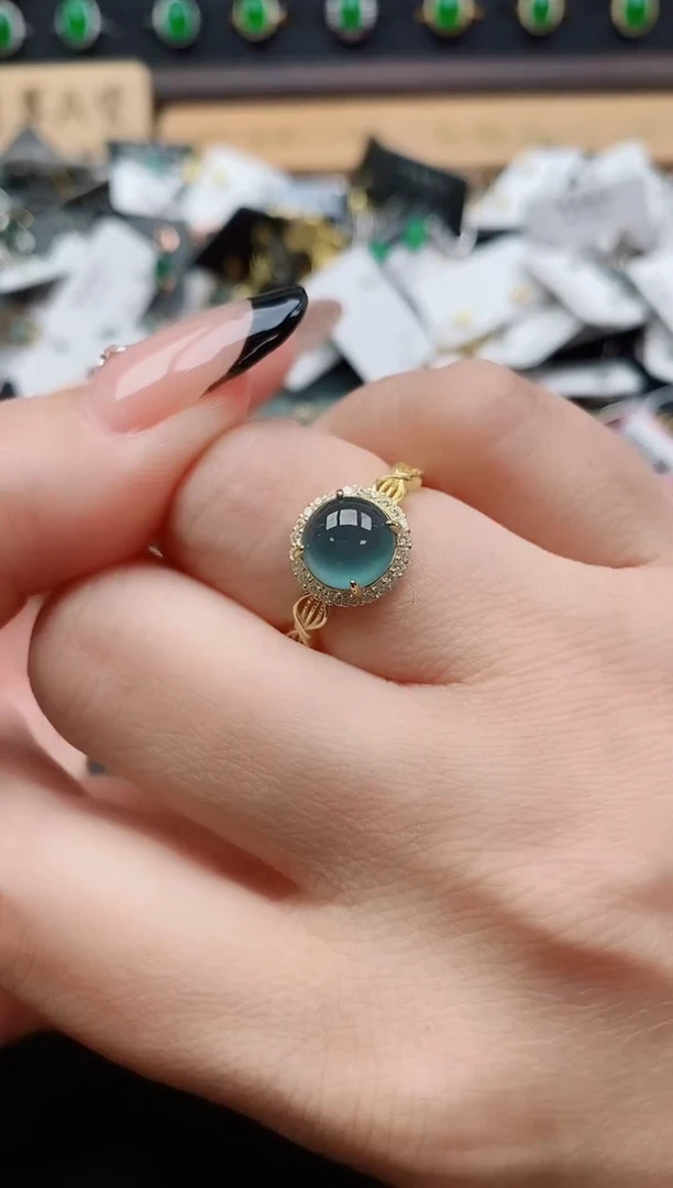 银S925镶嵌戒指翡翠1