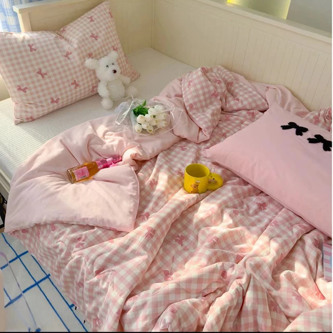 【北奈かわ会社】珍珠棉大豆四季被 150*200 蝴蝶结粉