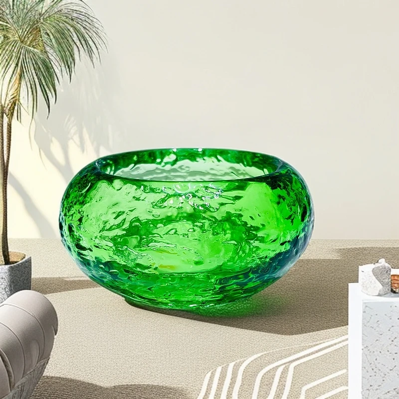 云创空间现代简约创意工艺品高档琉璃烟灰缸（冰川纹）