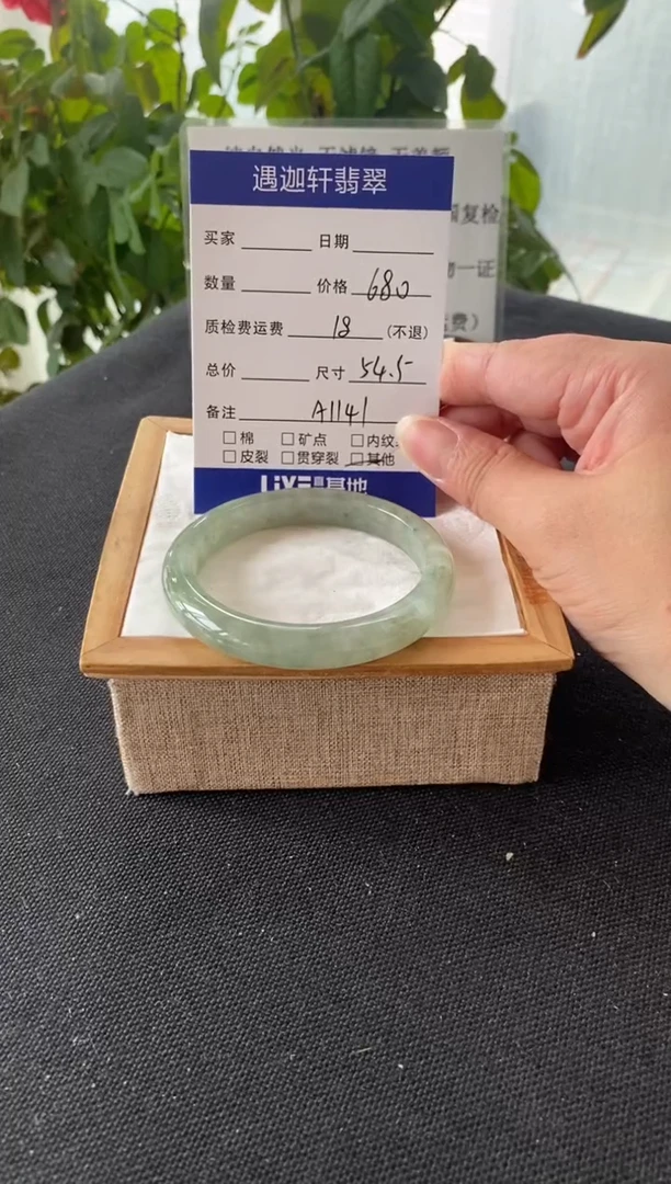 未镶嵌手镯翡翠54.5圈口 A1141编码
