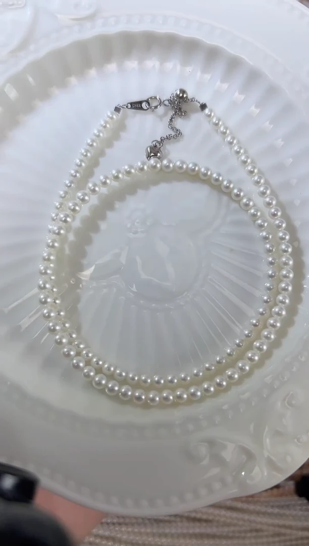 颈饰银S925镶嵌淡水珍珠a06