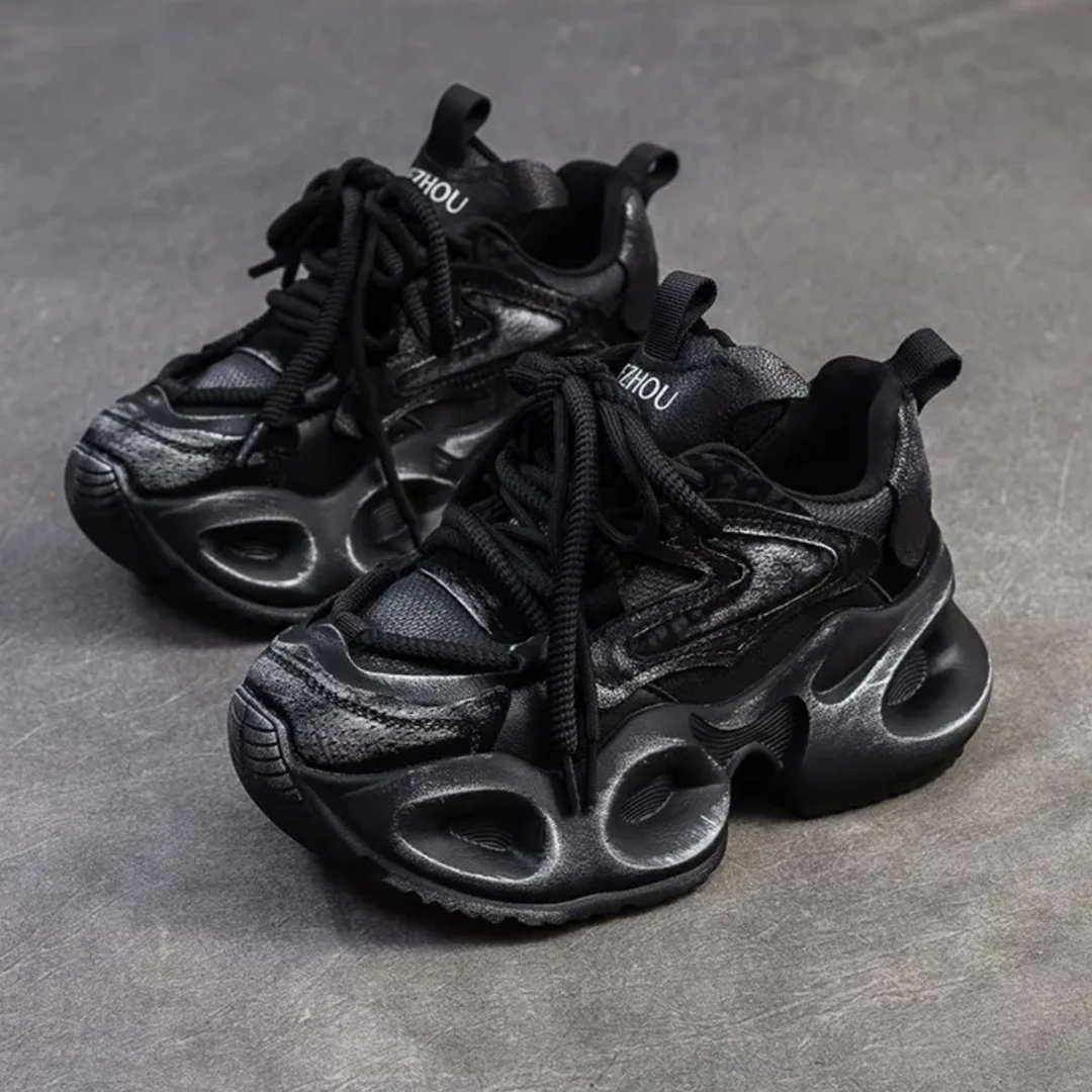 2024设计师款复古运动老爹鞋轻便厚底潮流跑鞋时尚头层牛皮女鞋