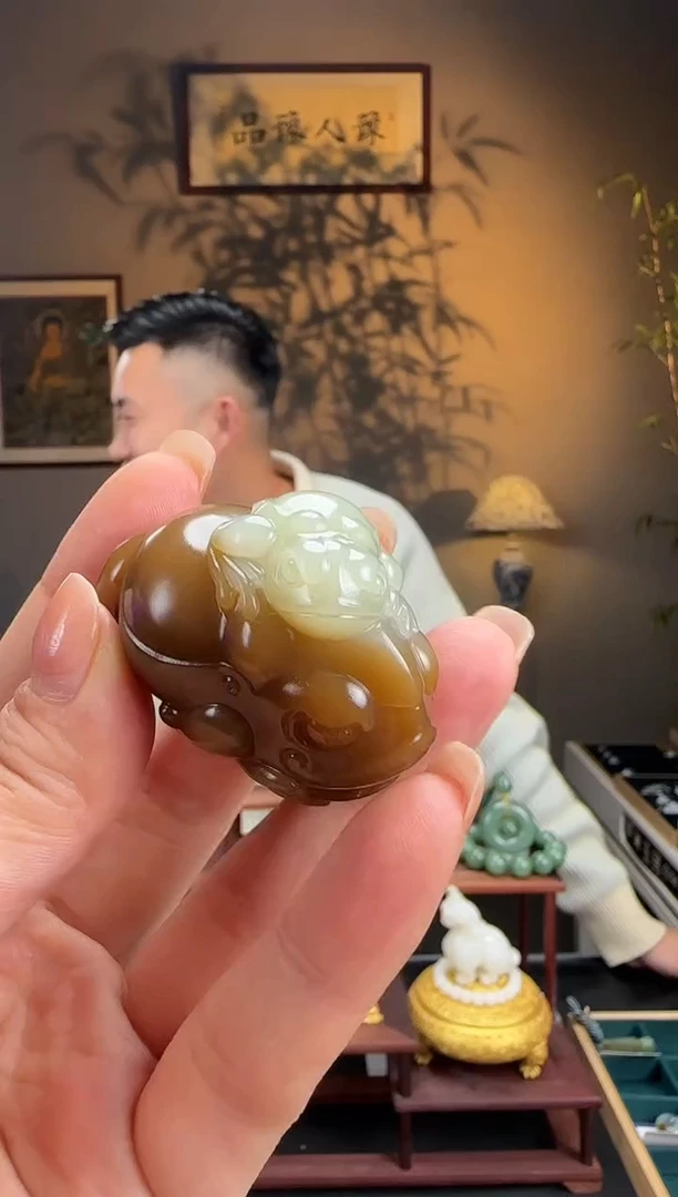 未镶嵌和田玉挂件k75糖黄俏色双金蟾