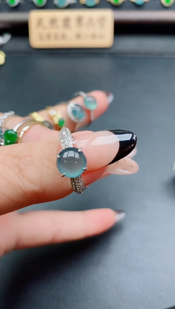 银S925镶嵌戒指翡翠1