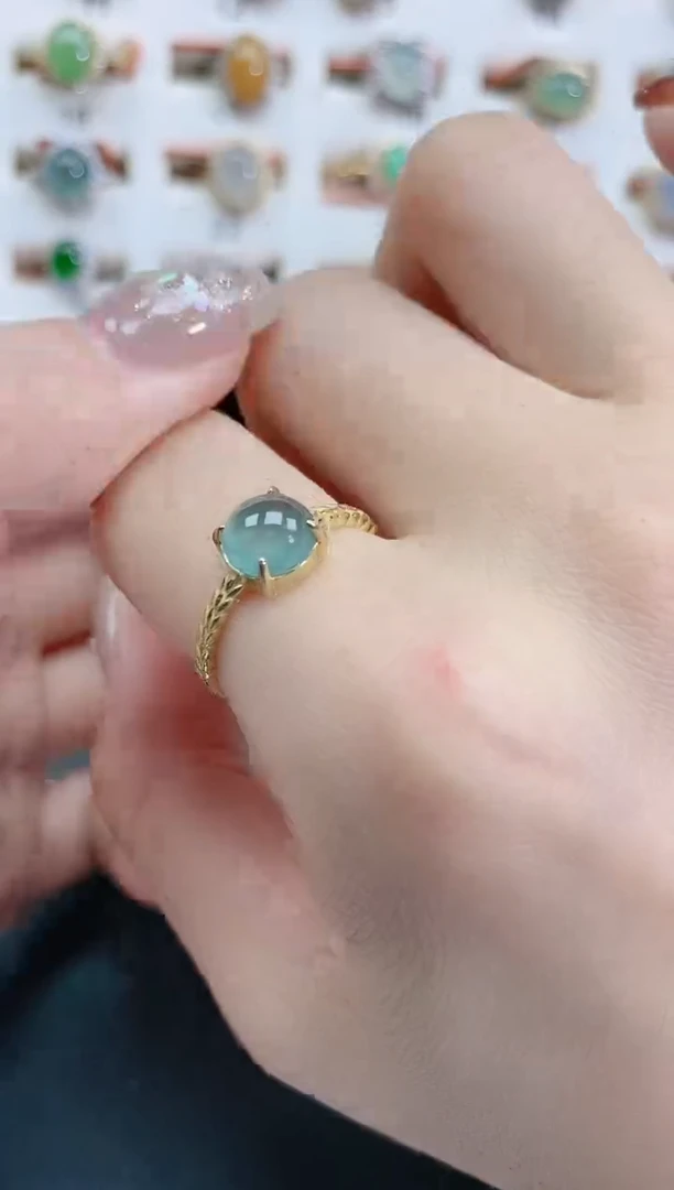 银S925镶嵌戒指翡翠天然翡翠