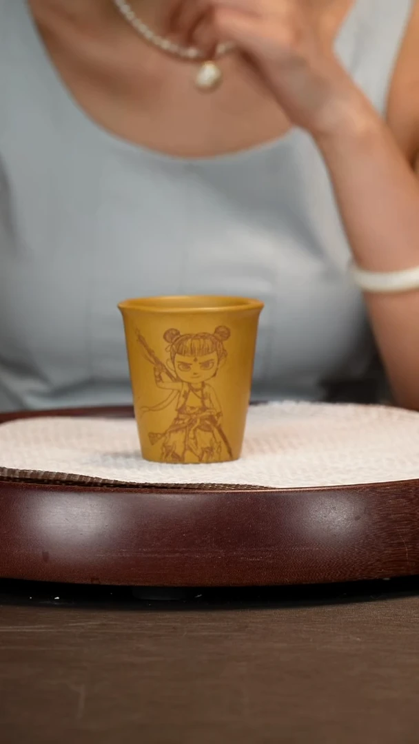 紫砂茶具黄金段哪吒杯