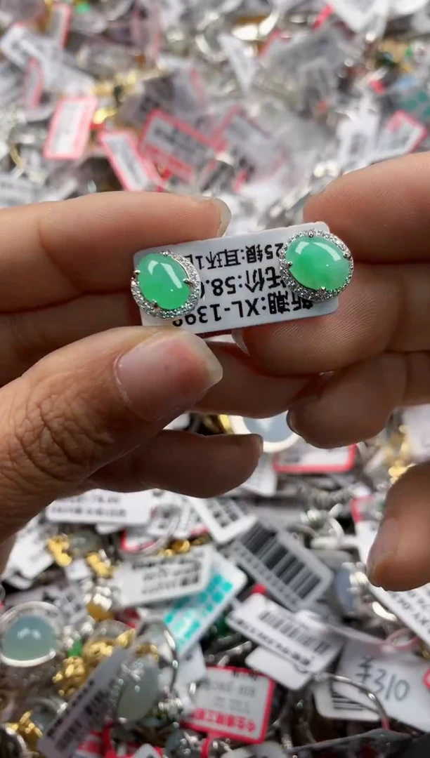 银S925镶嵌戒指翡翠12    5