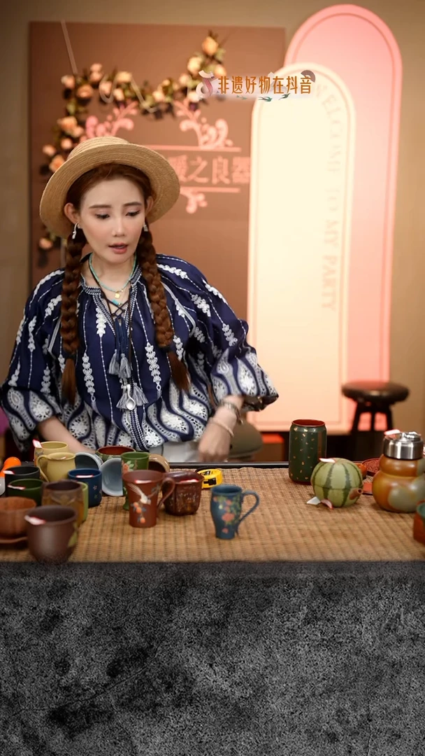 茶壶紫砂紫砂 宜兴紫砂 蓝色 把杯