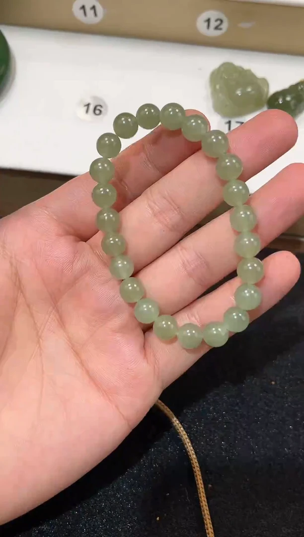 手串未镶嵌和田玉天然和田玉冰晴水卡8mm手串多样性发一件