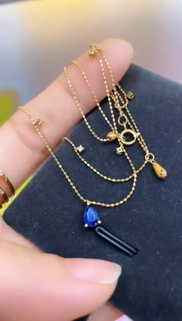 【闪购商品】蓝宝石颈饰18K金镶嵌蓝宝石锁骨链
