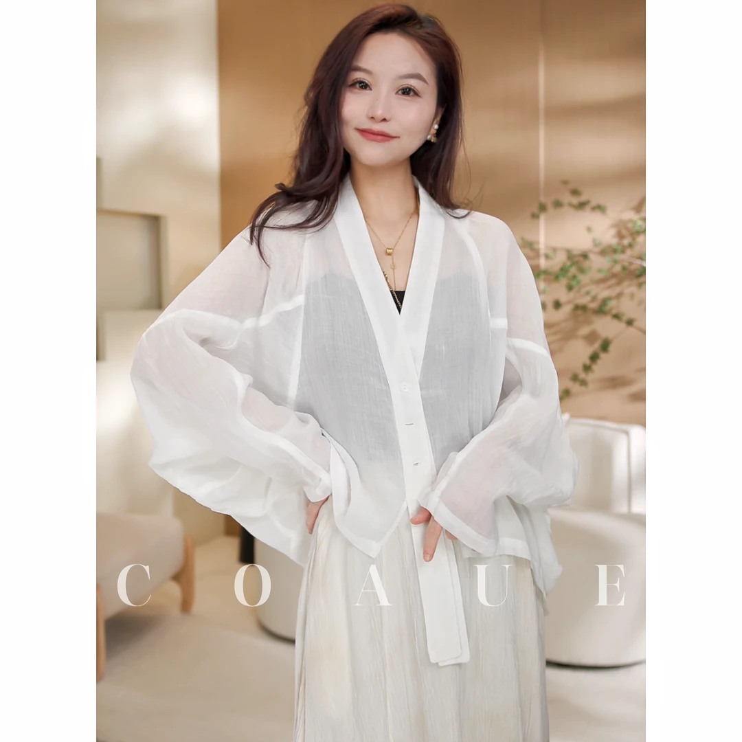 进口云柔苎麻防晒衣【高品质】原创设计宽松薄款显瘦气质外搭