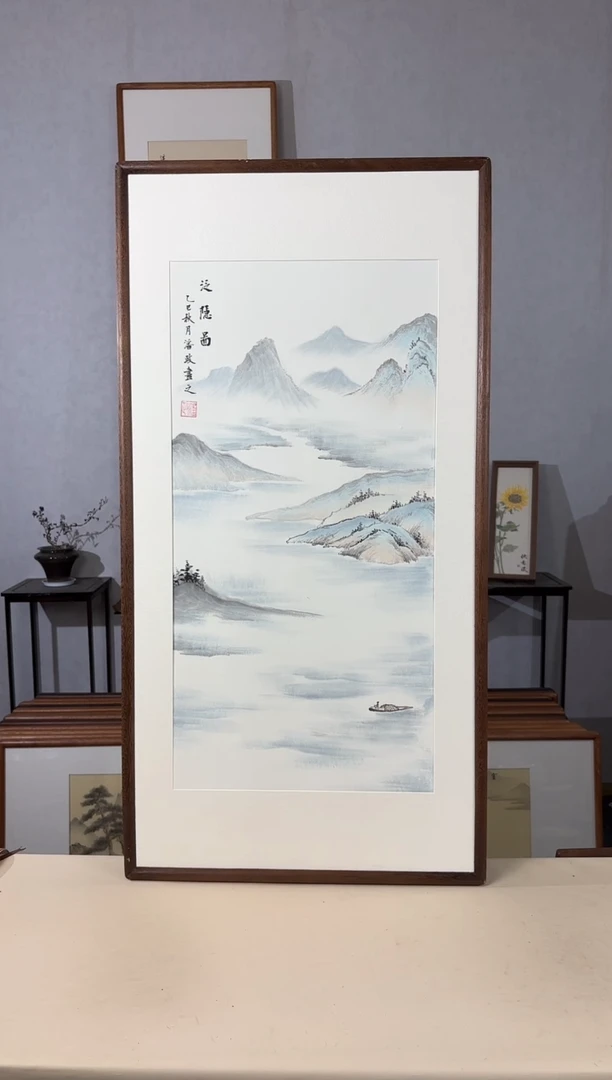 国画手绘*泛隐图*47*92cm带框发货