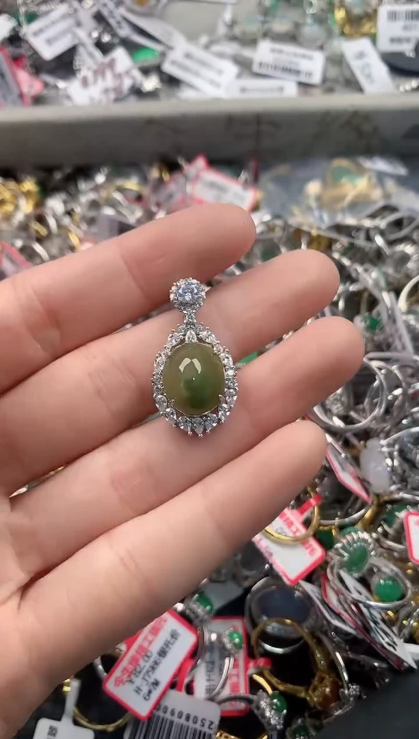 银S925镶嵌戒指翡翠333   9