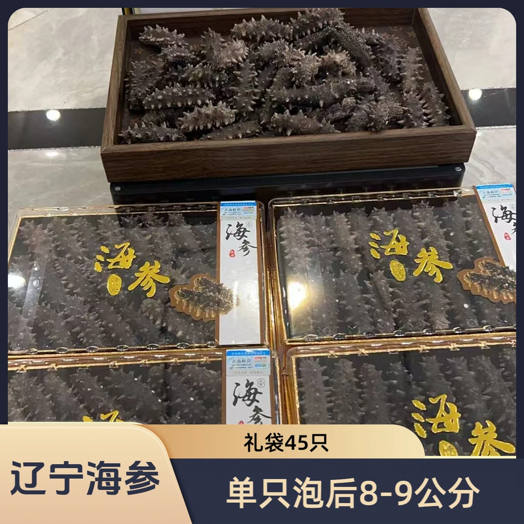 【泡后8-9公分辽宁海参礼袋45只】【不加盐不加糖】国标冷水速发海参