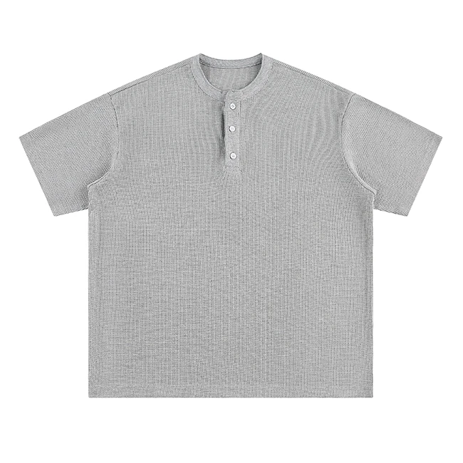 阿叔夏季美式亨利领百搭短袖T恤QZ-5968