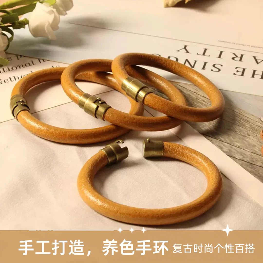 铁合金皮质手镯 新款手工订制养色百搭高档时尚头层牛皮复古手环