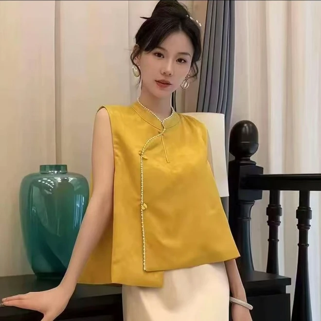 【茶芙巷】高级感气质百搭轻奢洋气减龄别致上衣8286【YLL】