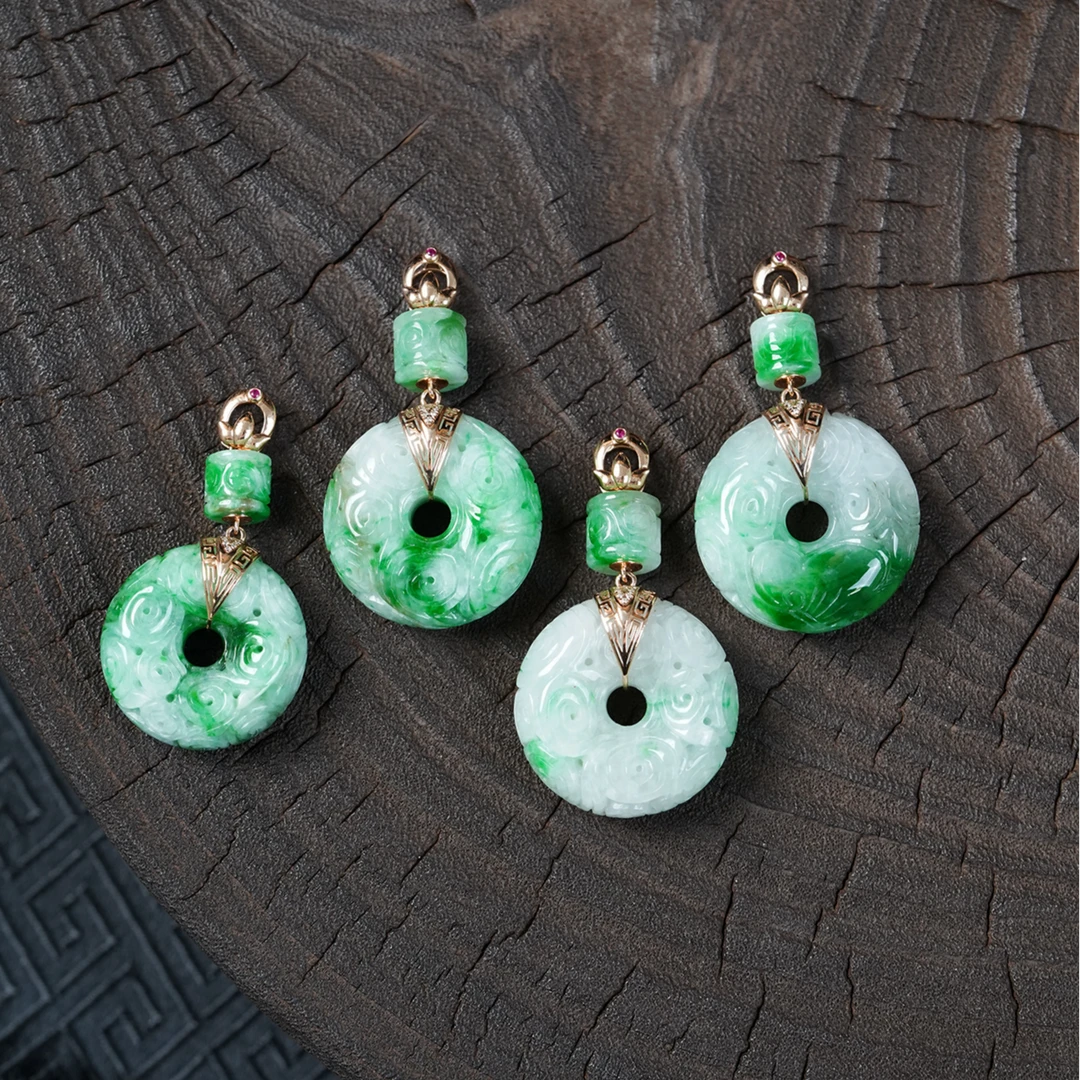 【石缘居珠宝】天然翡翠18K金平安扣吊坠(多样性发其一)   JY-D-19