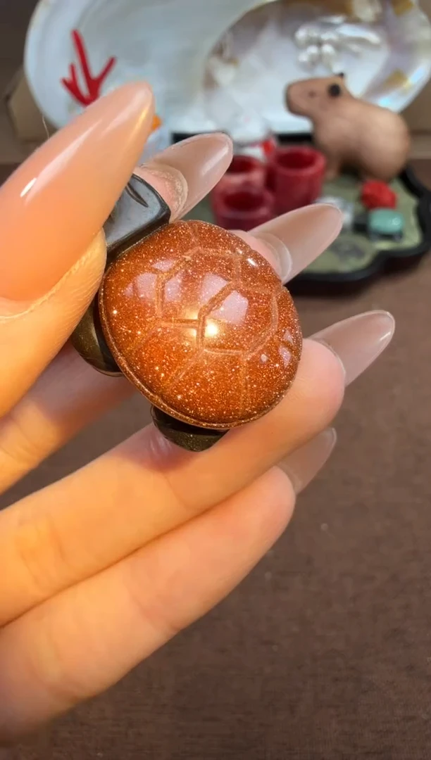 【闪购商品】石英质玉1未镶嵌金沙小乌龟一个