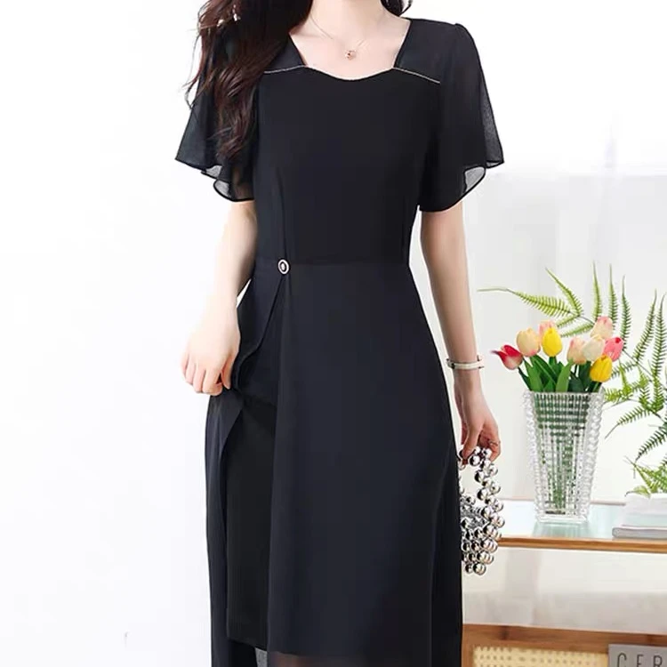 24A05气质显瘦裙子夏季法式收腰中长款修身时尚套装