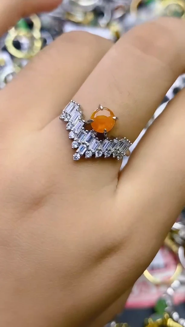 翡翠戒指银S925镶嵌百内无证书