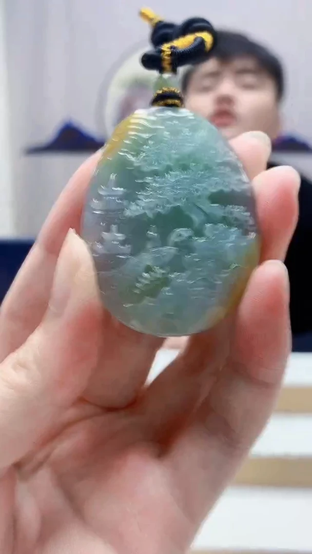 未镶嵌定制翡翠5060zm-毛货挂件山水37
