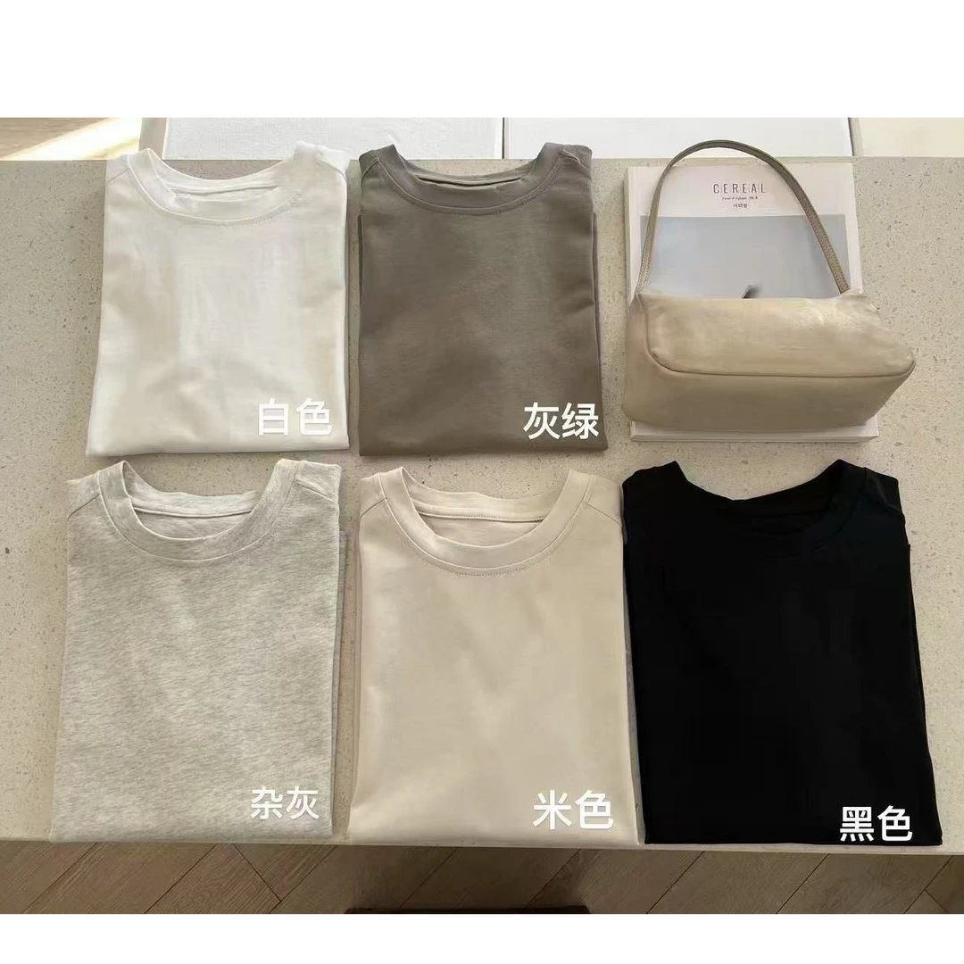 e*g极简风纯色百搭短袖T恤 新款