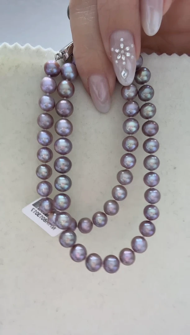 颈饰银S925镶嵌淡水珍珠浓紫 无核 7.3-8.3