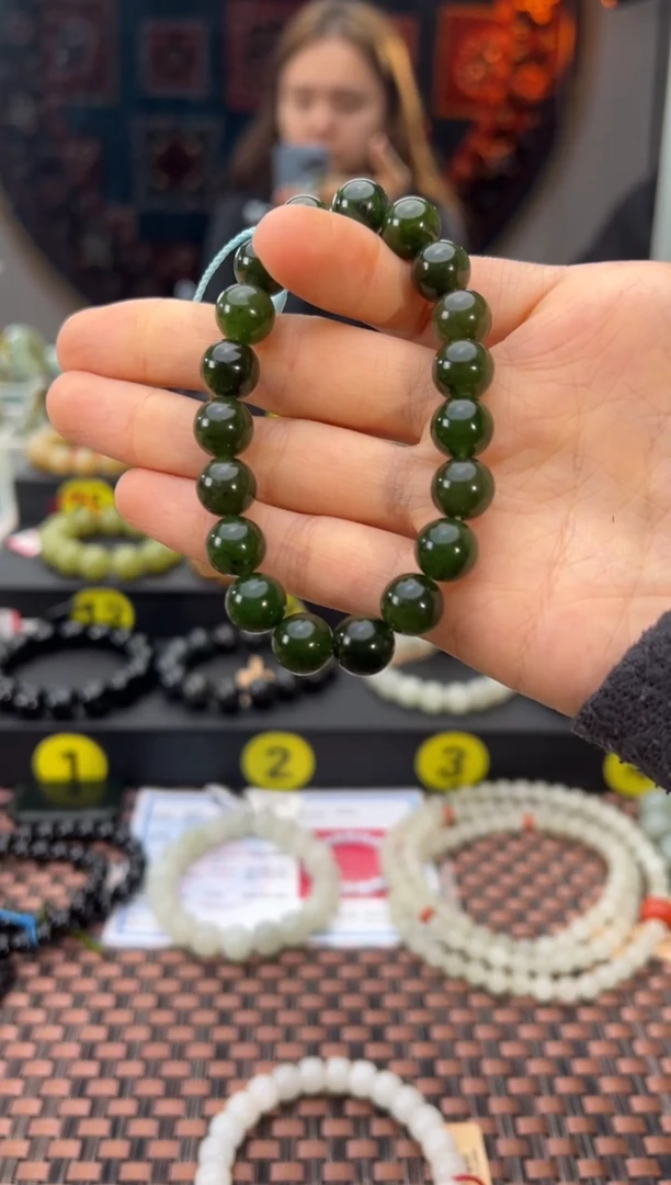 未镶嵌手串和田玉木孜塔格碧玉手串卡10