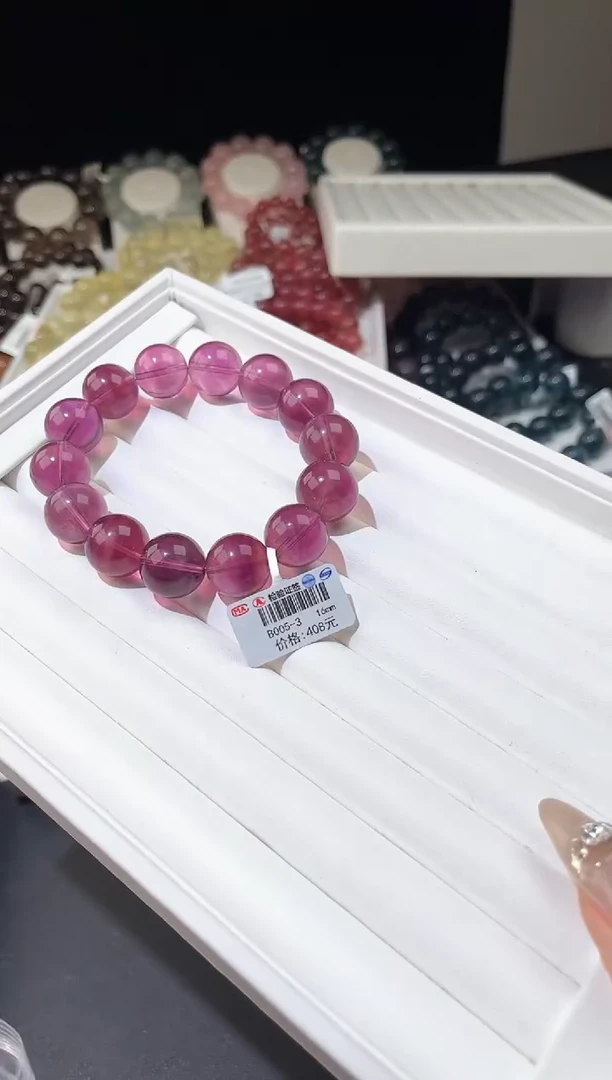 【闪购商品】萤石手链未镶嵌多样性发一紫萤石16mm