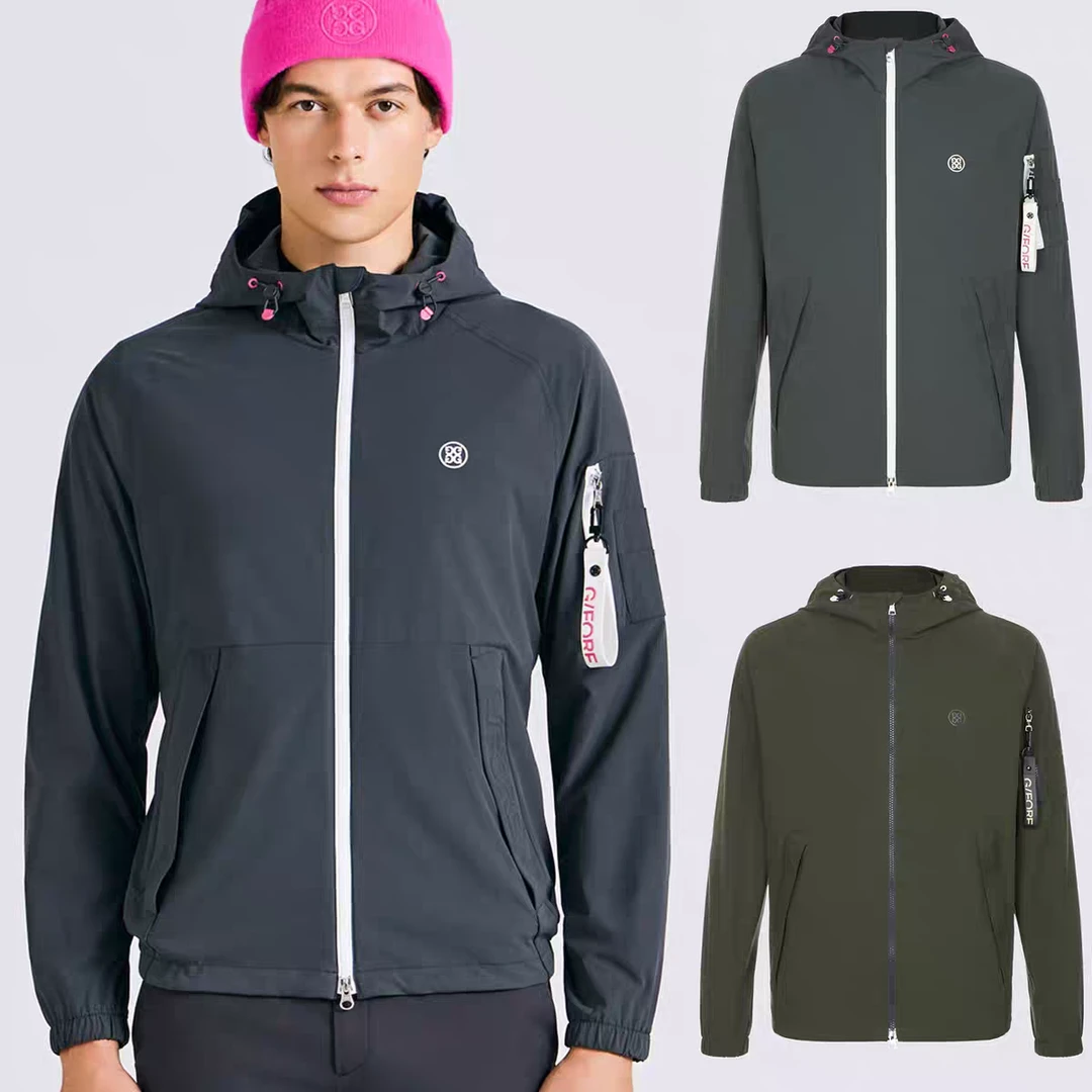 G家新款外贸原单高尔夫服装男士外套25秋冬百搭时尚重工防风连帽