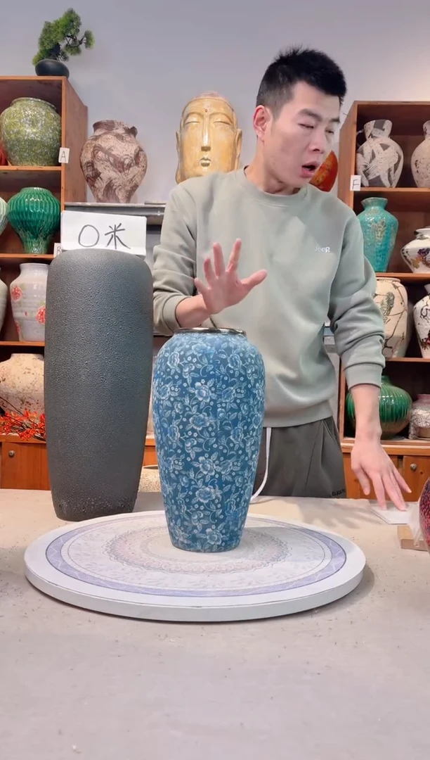 瓶陶瓷花瓶  微瑕 无花  芙蓉青花 大号